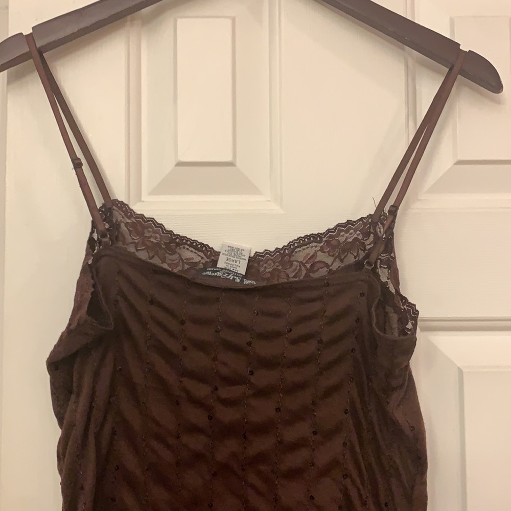 Self Esteem Brown Lace-Trim Cami Tank Top - Picture 9 of 12